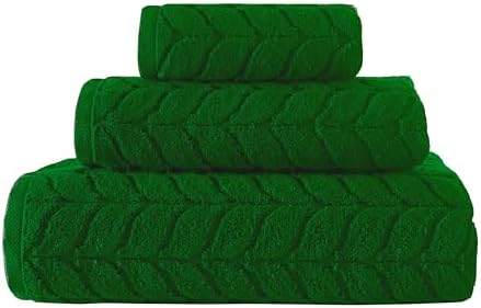 BAGNO MILANO Turkish Cotton Bath Towels, Hand Towels - Soft Plush Jacquard Collection Luxury Towels Set (Royal Green, Bath Towel Set of 2)