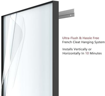 VocalStar 16 x 24 Inch Black Bathroom Mirror for Wall, Square Corner Rectangle Black Metal Framed Bathroom Vanity Mirror Modern Farmhouse, 1/4-inch Shatterproof Glass | Ultra-Flush Hanging