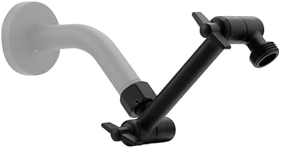 5 Inch Adjustable Shower Head Extension Arm With Locking Set Screw, Singing Rain Metal Matte Black Angle Height Adjustable, Easy To Install, G1/2 Universal Connector Compatible (Matte Black Finish)