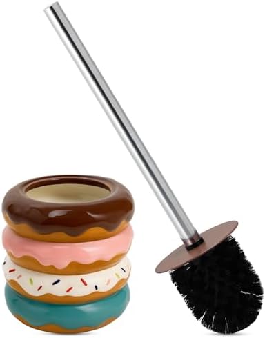 Deep & Sturdy Toilet Bowl Brush with Holder - Doughnut Bowl Brush - Durable Scrubbing - Toilet Cleaners - Household Essentials - Bathroom Cleaner - Cleaning Supplies - Household Supplies