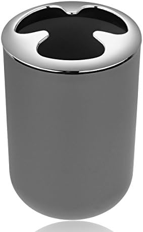 Bathroom Accessories Set 6 Piece - Trash Can, Toothbrush Holder, Toothbrush Cup, Soap Dispenser, Soap Dish, Toilet Brush Holder - Modern Bathroom Decor Set (Grey)