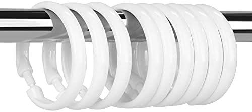 12 Packs Circular Shower Curtain Rings, Plastic Curtain O Rings Hooks for Bathroom, Glide Easily on Bathroom Shower Rod (White)