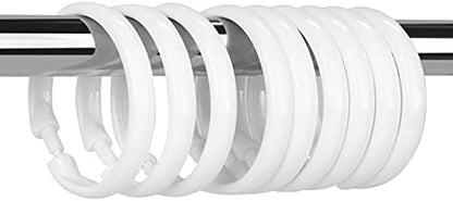 12 Packs Circular Shower Curtain Rings, Plastic Curtain O Rings Hooks for Bathroom, Glide Easily on Bathroom Shower Rod (White)