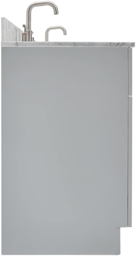 ARIEL Hamlet 72-inch Bathroom Vanity with Sink,Solid Wood, 0.75-inch Italian Carrara Marble Countertop & Backsplash, Double Oval Sink, 4 Soft Closing Doors, 3 Dovetail Drawers, Grey