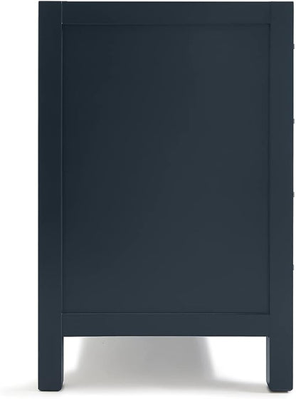 ARIEL Cambridge 48-inch Bathroom Vanity Base Cabinet,Solid Wood, 2 Soft Closing Doors, 9 Dovetail Drawers, Midnight Blue