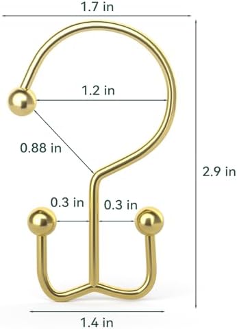 24 Pcs Shower Curtain Hooks, Goowin Shower Curtain Rings, Durable Gold Shower Curtain Hooks, Double Glide Shower Curtain Rings Rust Proof, Simple Shower Hooks for Shower Curtain & Liner, Gold