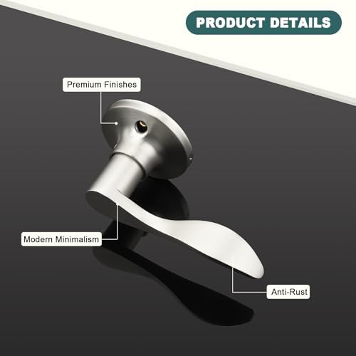 GOBEKOR Single Dummy Door Lever Right-Handed Dummy Door Handle Nickel for Closet French Doors, Non-Turning Door Handle Pull, 1 Pack