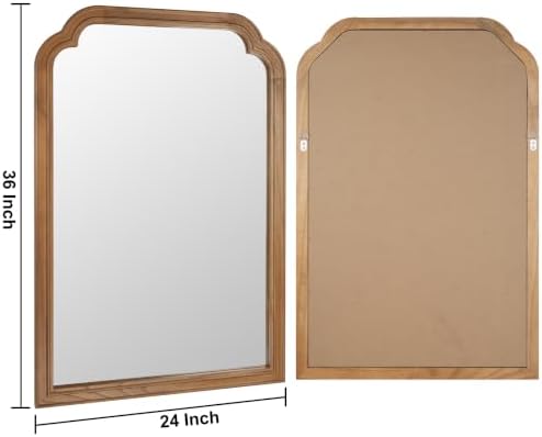 Wood Framed Bathroom Mirror for Wall 36"x24" Rustic Decorative Mirror