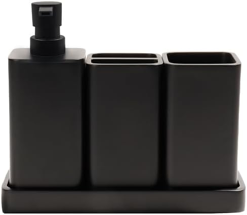 YMXYJM Bathroom Accessories Set, 4 Piece Toothbrush Holder Set, Matte Black