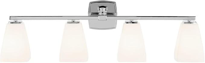 Kichler Marant 33.25" 4-Light Vanity Light with Opal Glass in Chrome, for Bathroom, Powder Room, Over a Mirror, (33.25" W x 9.5" H), 55217CH