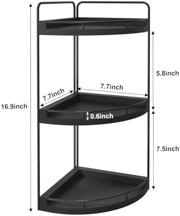 Fixwal 3 Tier Corner Bathroom Countertop Organizer Vanity Wood Shelf Black