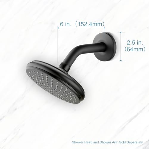 OFFO Shower Arm with Flange, 6-Inch Wall Mount Replacement Angle Shower Head Arm Wall-mounted For Fixed Shower Head & Handheld Showerhead, Matte Black