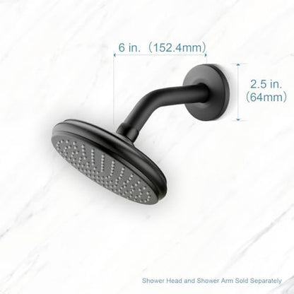 OFFO Shower Arm with Flange, 6-Inch Wall Mount Replacement Angle Shower Head Arm Wall-mounted For Fixed Shower Head & Handheld Showerhead, Matte Black
