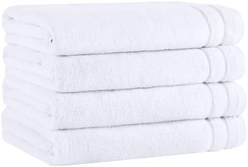 Comfort Spaces 4 Pc Bath Sheet Set 30x60, 100% Cotton 400GSM, White