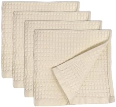 GILDEN TREE Waffle Towels Wash Cloths for Showering, Exfoliating Washcloth Face Towels, Quick Dry Towel Cotton Washcloths Set of 4, Classic Style (Cream)