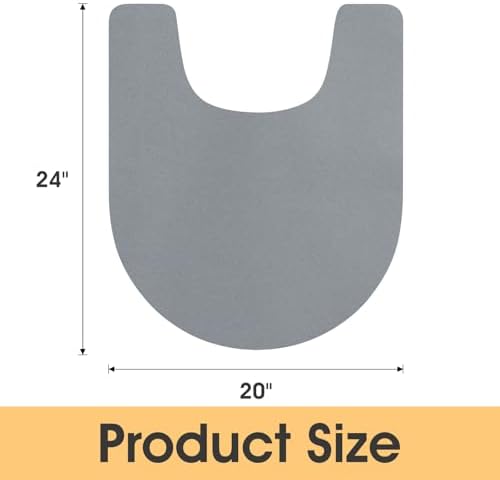 ACCUMTEK Non Slip Bath Mat, Thin Bathroom Rugs Fit Under Door, Quick Dry Bath Mats, Machine Washable Bath Rugs for Bathroom, Bathtub & Kitchen, Grey/Solid/U-Shaped 24"x20"