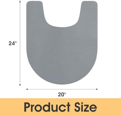 ACCUMTEK Non Slip Bath Mat, Thin Bathroom Rugs Fit Under Door, Quick Dry Bath Mats, Machine Washable Bath Rugs for Bathroom, Bathtub & Kitchen, Grey/Solid/U-Shaped 24"x20"