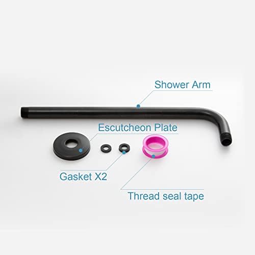 OFFO Shower Arm with Flange, 12 in Oil Rubbed Bronze Wall Mount Replacement Angle Shower Head Arm Wall-Mounted For Fixed Shower Head & Handheld Showerhead