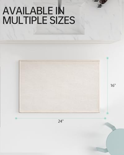 Mecko 16"x24" Bath Mat, Absorbent Quick Dry Bathroom Floor Mats Oatmeal
