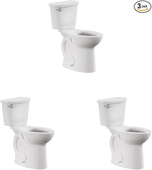American Standard 215TA104.020 Cadet PRO Two-Piece Toilet, Seat not Included, Extra Tall Height, Left-Hand Trip Lever, 12-Inch Rough, Elongated Front, White, 1.28 GPF (Pack of 3)
