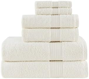 Madison Park Organic Cotton Bath Towel Set Absorbent, 6 Piece, Ivory