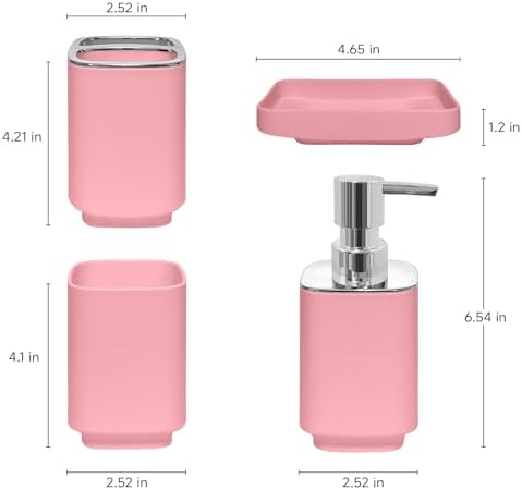 4 Piece Bathroom Accessory Sets, Pink Bathroom Accessories Sets