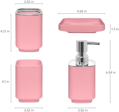 4 Piece Bathroom Accessory Sets, Pink Bathroom Accessories Sets