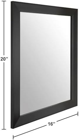 Ruomeng Rectangular Wall Mirror 16" x 20" Framed Mirror for Bathroom Black