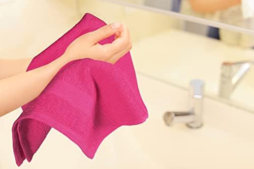 Belizzi Home Ultra Soft 6-Piece Hand Towel Set 16x28-100% Ringspun Cotton - Durable & Highly Absorbent Hand Towels - Ideal for use in Bathroom, Kitchen, Gym, Spa & General Cleaning - Hot Pink