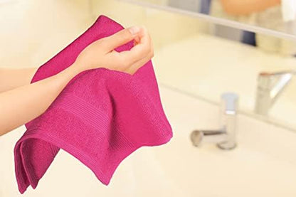Belizzi Home Ultra Soft 6-Piece Hand Towel Set 16x28-100% Ringspun Cotton - Durable & Highly Absorbent Hand Towels - Ideal for use in Bathroom, Kitchen, Gym, Spa & General Cleaning - Hot Pink