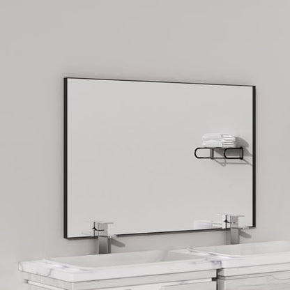 VocalStar Black Bathroom Mirror for Wall, 28 x 40 Inch Square Corner Rectangle Metal Framed Bathroom Vanity Mirror Modern Farmhouse, 1/4-inch Shatterproof Glass | Ultra-Flush Hanging