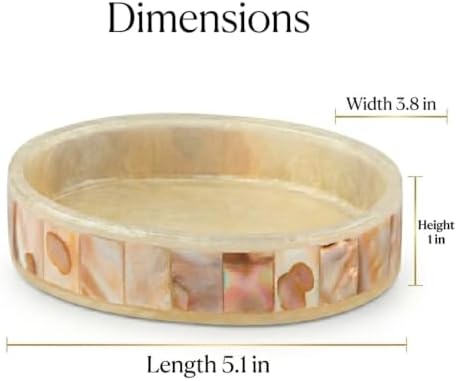 Milano Soap Dish for Bathroom - Decorative Dry Bar Holder Finished in Beautiful Mother of Pearl - Durable Resin Design - Best Dishes for Sink/Bath/Shower/Bathtub Decor