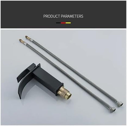 Elegant Black Waterfall Bathroom Faucet - High Arc Brushed Gold Mixer Tap, Easy Installation, Stylish Grey Vanity Sink Waterfall Faucet for Modern Bathrooms