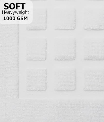 COTTON CRAFT Bath Tub Mats- 2 Pack Sculpted Tile Bathroom Mat - White