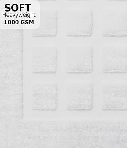 COTTON CRAFT Bath Tub Mats- 2 Pack Sculpted Tile Bathroom Mat - White