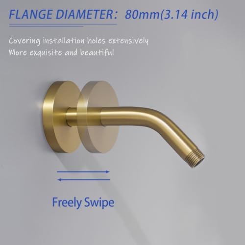 Wall Mounted Shower Arm Extension Head Holder Stainless Stee for Elbow Bathroom Accessories Pipe Bath Tube Champagne Bronze,SW-RD91018-6CB.