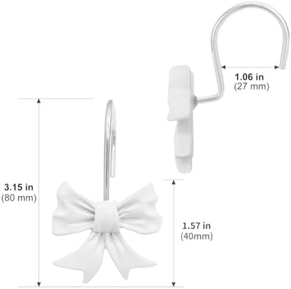 CHICTIE Decorative Shower Curtain Hooks, Bow Knot Shower Curtain Rings Hooks for Bathroom Baby Kids Room Rustproof Shower Hooks (White)