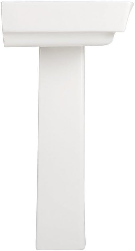 Signature Hardware Pentero 23" Fireclay Pedestal Sink | Includes - Fireclay Base and 3 Faucet Holes at 8" Centers - White