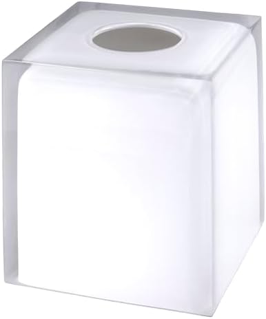 Izod - Tissue Box Cover, Durable Resin Countertop Accessories, Dorm Room Essentials, Modern Home Decor (Marina Collection, White)