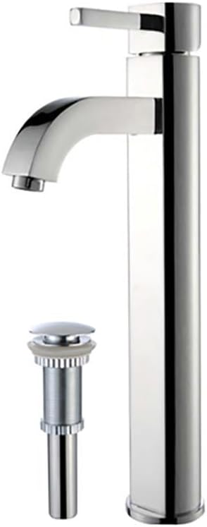 KRAUS Ramus™ Single Handle Vessel Sink Bathroom Faucet with Pop-Up Drain in Chrome, KVS-1007CH-PU-10CH
