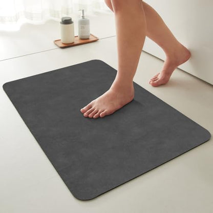 TYUU Thin Bath Mat, Bathroom Rugs Non Slip Washable, 20x48 Dark Grey