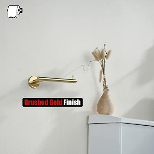 JQK Gold Toilet Paper Holder, 5 Inch Tissue Paper Dispenser, 304 Stainless Steel Thick 0.8mm Wall Mount, Brushed Brass 2 Pack, TPH100-BG-P2