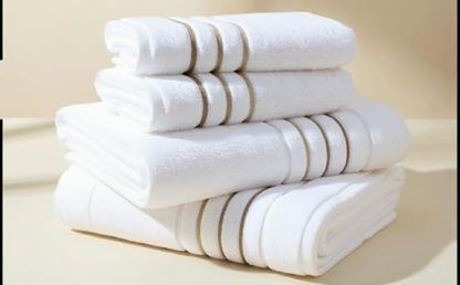 Hand Towels Set for Bathroom – Luxury 4-Piece Cotton Towels (30''x17''), Soft Absorbent & Quick Dry, 600 GSM Bath Towels for Bathroom, Hotel Spa Quality (White/Taupe, 4-Hand Towel Set)