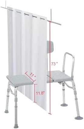 No Hooks Needed Split Shower Curtain for Sliding Shower Bench,80"x74" White