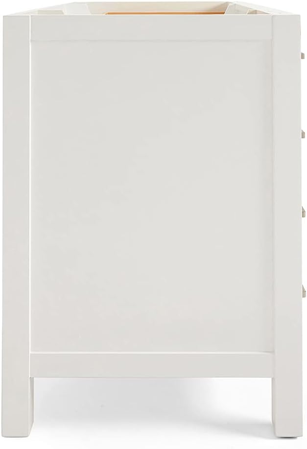 ARIEL Cambridge 48-inch Bathroom Vanity Base Cabinet,Solid Wood, 2 Soft Closing Doors, 9 Dovetail Drawers, White