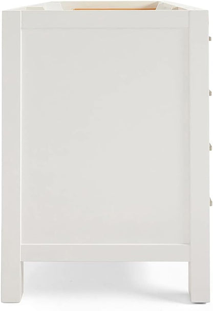 ARIEL Cambridge 48-inch Bathroom Vanity Base Cabinet,Solid Wood, 2 Soft Closing Doors, 9 Dovetail Drawers, White