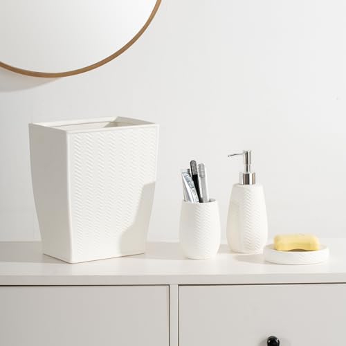 Modern Farmhouse White Ceramic Bathroom Accessory Set