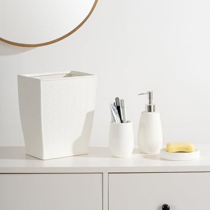 Modern Farmhouse White Ceramic Bathroom Accessory Set