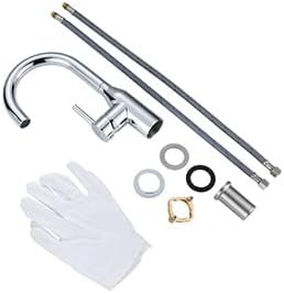 WOWOW Bar Sink Faucet Chrome Modern Single Handle Bar Faucet 1 Hole Small Kitchen Sink Faucet 360 Swivel RV Sink Faucets Mini Bar Tap with Water Supply Hoses
