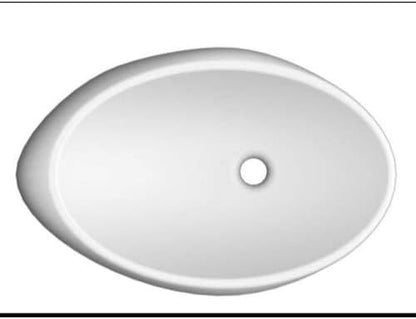 Scarabeo 8601-No Hole Moai Oval Shaped Ceramic Vessel Bathroom Sink, White
